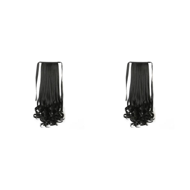 Jumpingount Extensión de peluca de cola de caballo, pelucas largas de fibra de alta temperatura, peluquín Artificial Invisible para mujer, negro negro natural 38 cm, corto 2piezas