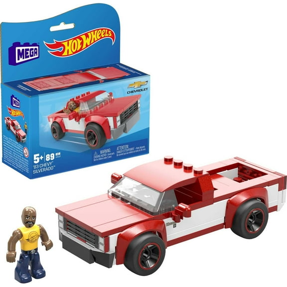 MEGA Hot Wheels 83 Chevy Silverado real racecar building set with 89 pieces