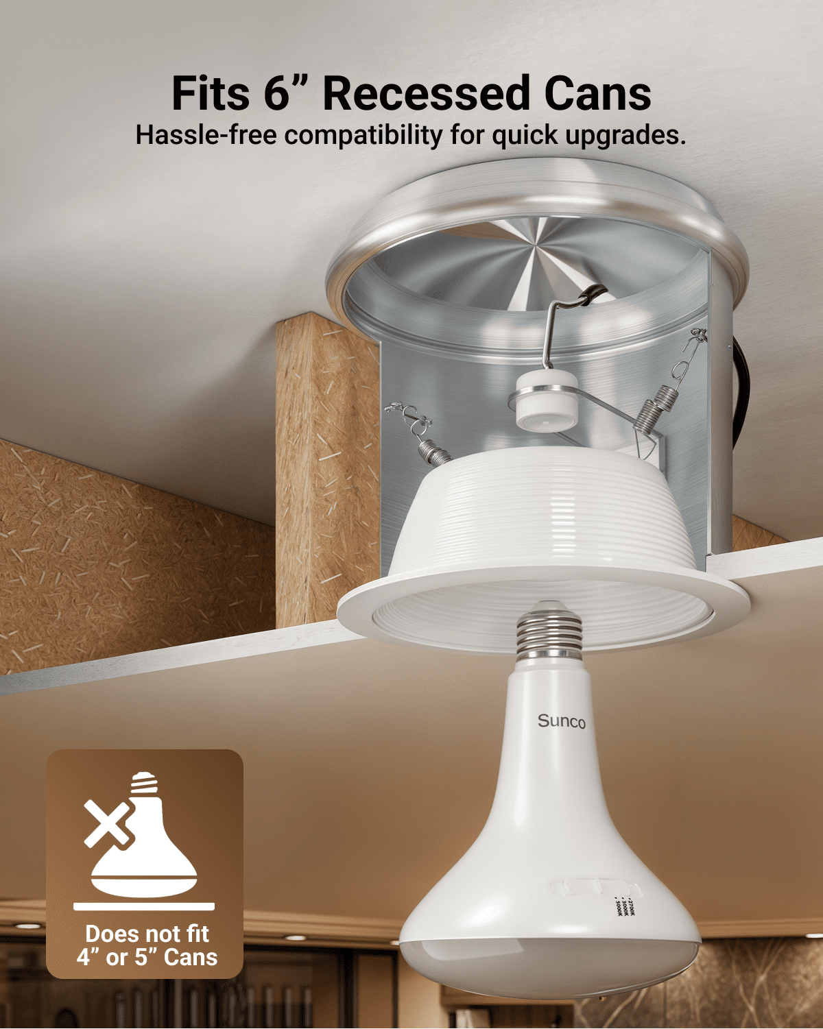 Sunco BR40 LED Light Bulbs, Indoor Flood Lights, Recessed Can Light Bulb, 1400 LM, 16W (100W Equivalent), Selectable CCT 2700K/3000K/5000K, Dimmable, E26 Base, for Home, Bedroom, Kitchen UL 4 Pack