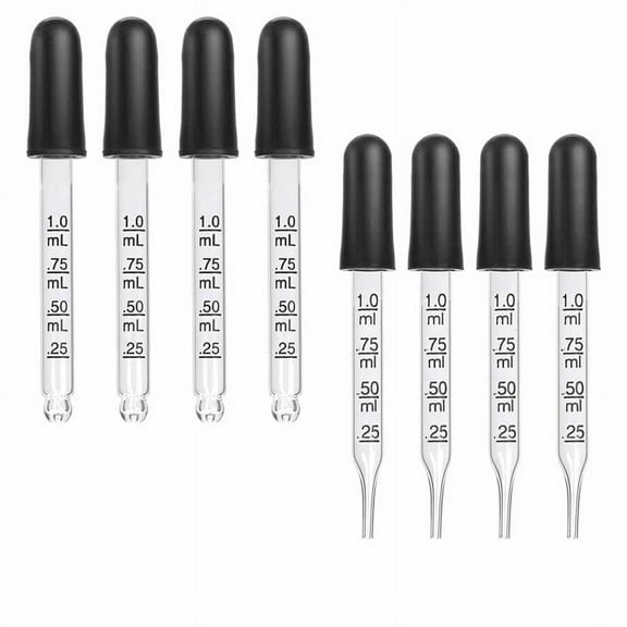 8pcs 1ml Eye Dropper, Glass Dropper with Measurements Pipettes Dropper with Rubber Head Glass Pipette for Medicine
