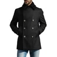 thumbnail image 2 of BAETEUY Men Woolen Coat Lapel Double-Breasted Jacket Winter, 2 of 8