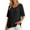 Black Womens Tops, variant on Womens Tops Cotton Linen Summer Tshirts for Women V Neck Elbow Length Sleeve Split Front Loose Casual Tshirts