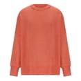 thumbnail image 5 of Casual Loose Crewneck Long Sleeve Knitted Sweaters for Women Batwing Sleeve Solid Trendy Pullover Tops Jumpers Orange,M, 5 of 6