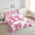 thumbnail image 3 of Castle Fairy Kids Children Pink Bow Personalized Initial H Bedding Comforter Set 2pcs,Dreamy Princess Bow-Tie Twin Comforter Sets Microfiber,Cute Bowknot Bow Breathable Bedding Set, 3 of 8