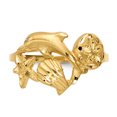 thumbnail image 4 of Finest Gold 14K Yellow Gold Polished & Satin Diamond-Cut Dolphin Starfish Shell Sand Dollar Ring - Size 7, 4 of 6