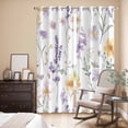 thumbnail image 3 of Purple Yellow Flowers Kitchen Curtains 96 Inch Length, Spring Pastoral Botanical Floral Grommet Top Bedroom Living Room Curtains, Light Filtering Cafe Curtain Drapes 2 Panels Set 104''x96'', 3 of 9