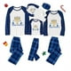 thumbnail image 1 of Pijama familiar navideño a juego, Conjunto de pijama azul, diseño exclusivo de candelabro, Hanukkah feliz, 1 of 3