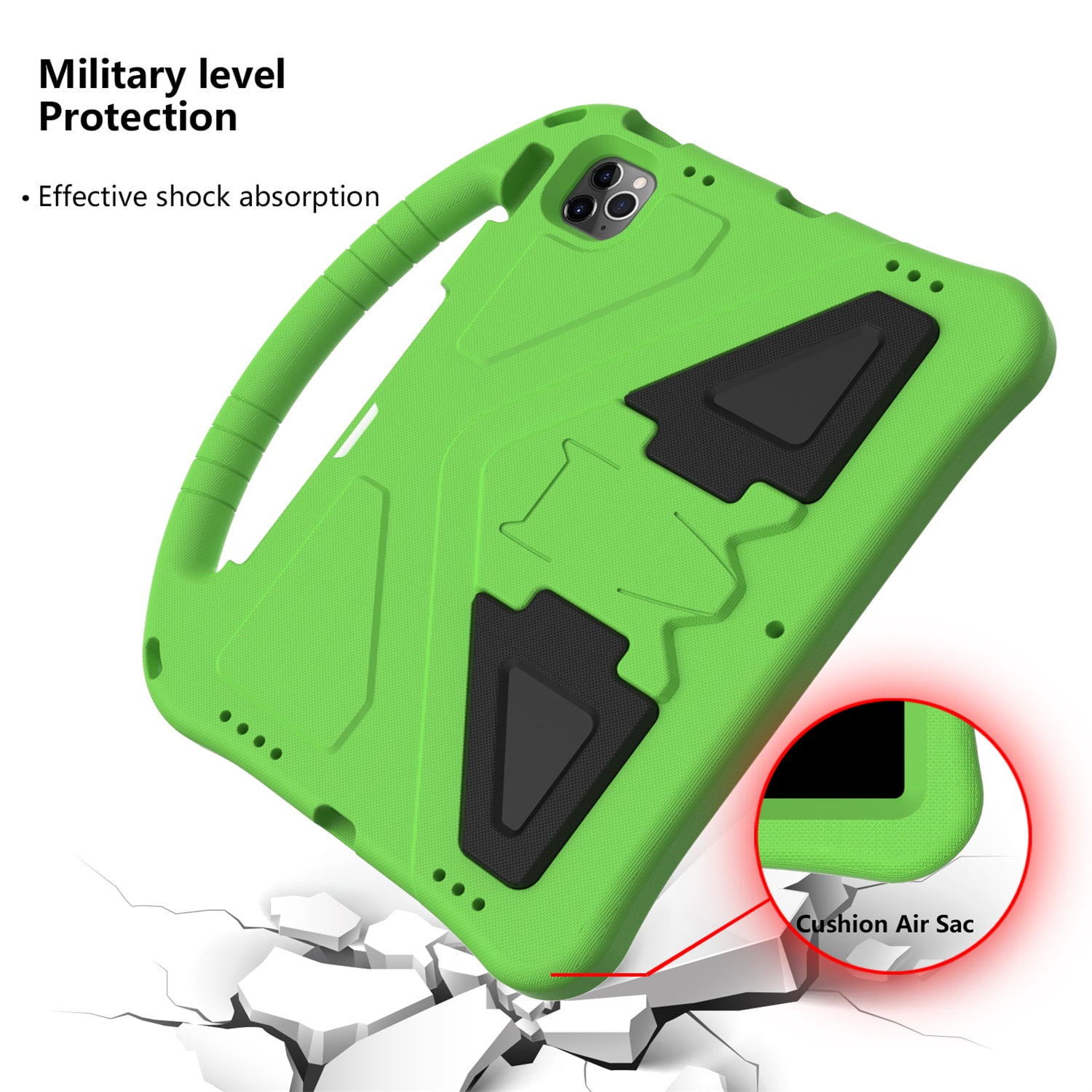 SaniMore Kids Case for iPad 10th Generation 2022, iPad 10.9" 2022 Case with Pencil Holder, Shock Proof Light Weight Convertible Handle Stand Kids Shell Case for Apple iPad 10 2022, Green