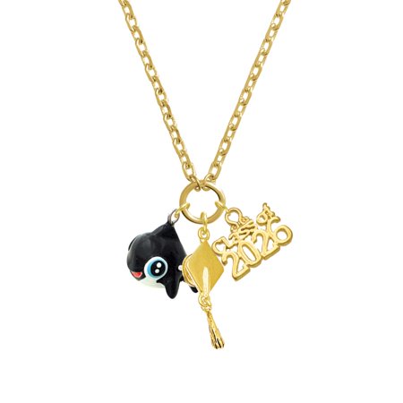 Delight Jewelry Resin Killer Whale - Gold-tone Class of 2026 Graduation Zoey Charm Necklace, 28"