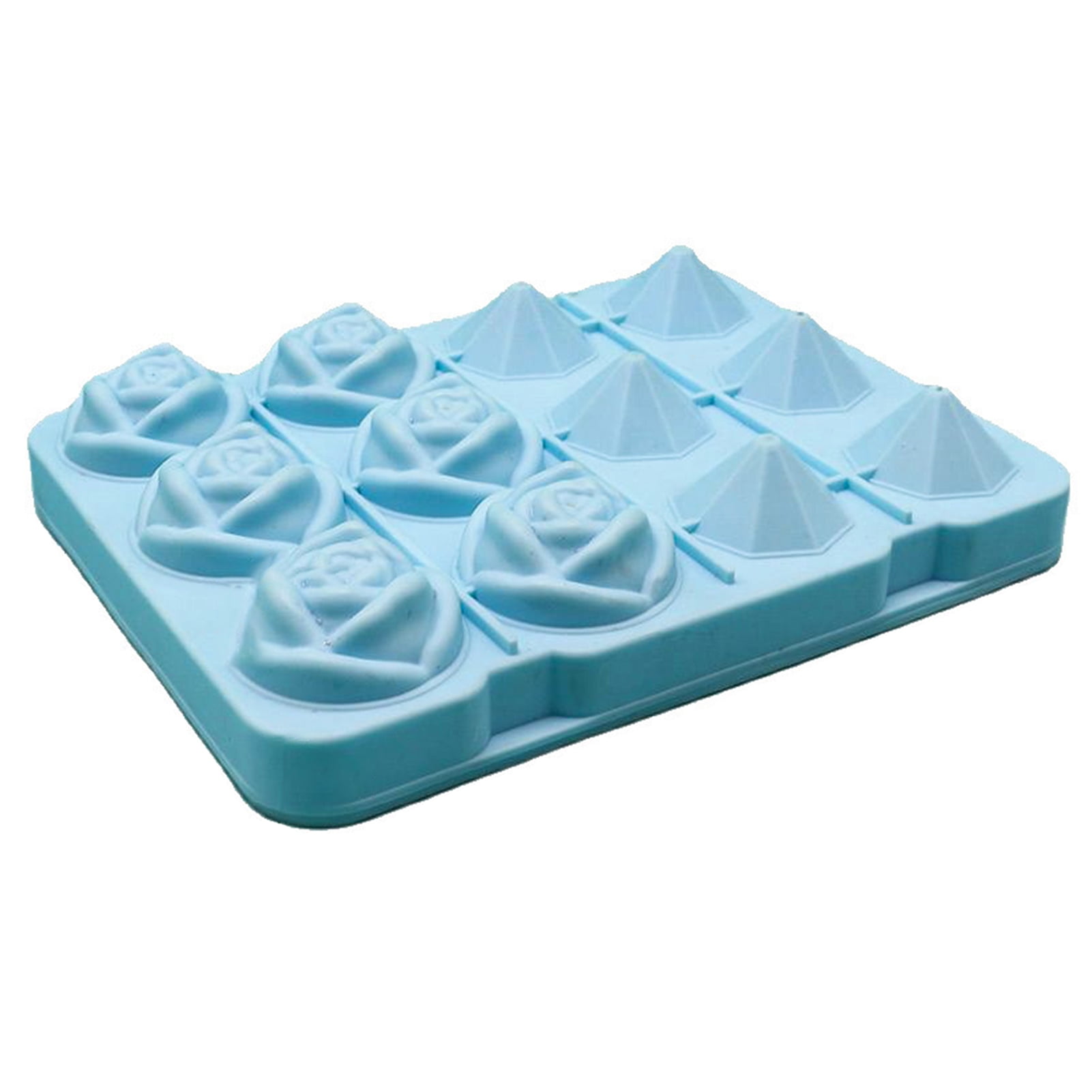 Ice Cube Tray Silicone Rose Ice Mold Diamond Ice Cube Mold Includes Funnel  And Clip( Color : Grey )