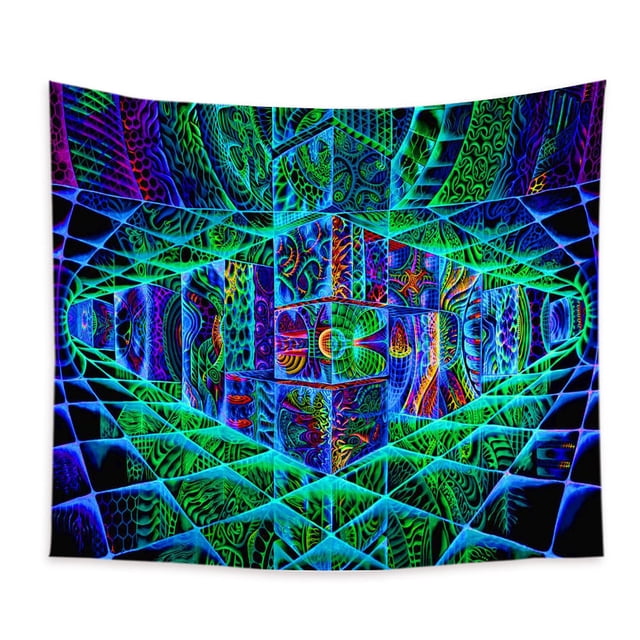 Tapiz De Luz Negra,Tapiz Hippie Psicodélico Verde, Tapices De Neón De Estética Espiritual,Tapiz Colgante De Arte De Pared-180*150cm