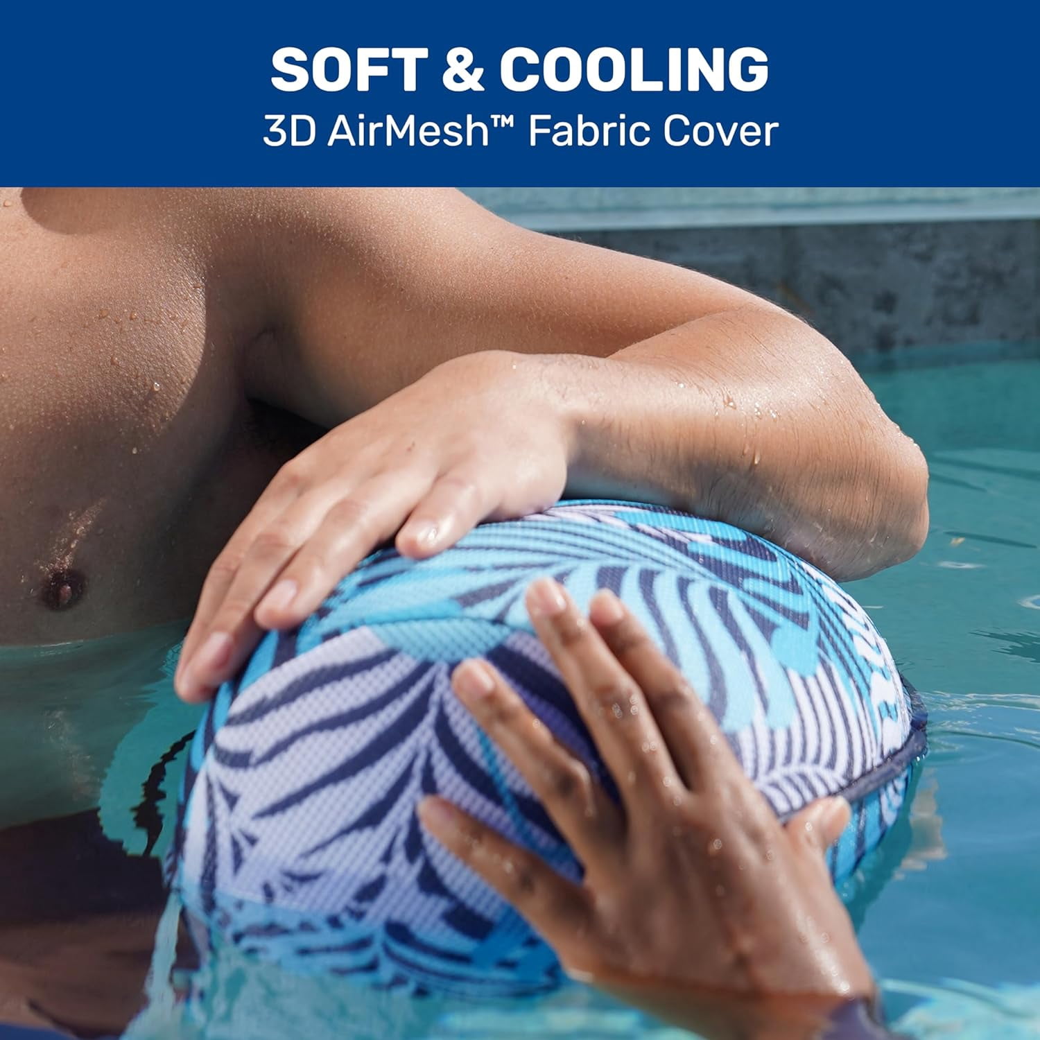 Aqua Noodle Pool Chair Inflatable Mesh Float for Adults, Blue Pineapple Hibiscus