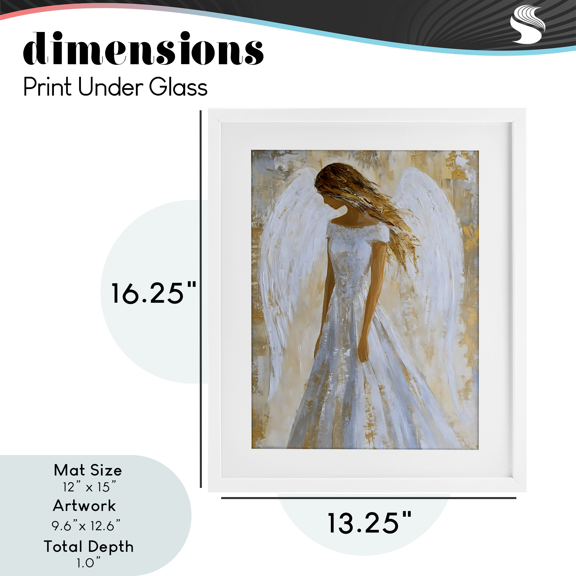 Holy Angel In White White Framed Print Under Glass, design by Franklyn Gregory