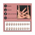 thumbnail image 2 of Press On Nails French Tip Nails Oval Nail Tips Glossy Fake Nails False Nails With Design Full Cover Acrylic Nails, 2 of 5