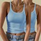 thumbnail image 1 of Puntoco Camisetas ajustadas para mujer Camisola sexy y de moda para mujer Top ajustado de color sólido con cuello redondo, 1 of 5