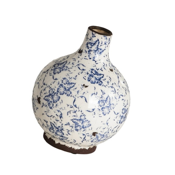 Sinyiin Vintage Blue White Porcelain Ceramics Vases Artistics Decors Centerpieces Crackle Glaze Flower Pot Living Room Accent