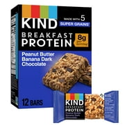 KIND Breakfast Peanut Butter Banana Dark Chocolate Gluten Free Protein Snack Bars, 1.76 oz, 12 Count