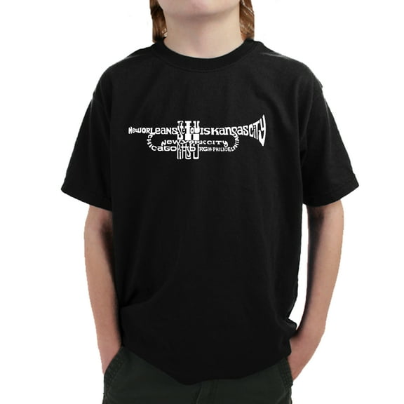 LA Pop Art Boy's Word Art T-shirt - Trumpet