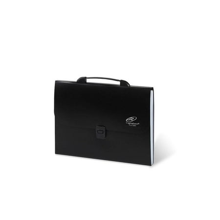Lightahead LA-7557 Expanding File Folder with handle and insert button with 12 pockets, Black, Set of 6