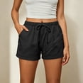 thumbnail image 3 of Womens Comfy Shorts Elastic Waistband Breathable Soft Wear Cotton Short,Black Size L, 3 of 6