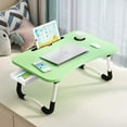 thumbnail image 2 of PHANCIR Foldable Lap Desk, 23.6 Inch Portable Wood Laptop Desk Table Workspace Organizer Bed Tray with iPad Slots, Cup Holder and Drawer, Anti-Slip for Working Reading Writing, Eating, Watching-Green, 2 of 6