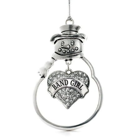 - Band Girl Pave Heart Snowman Holiday Ornament