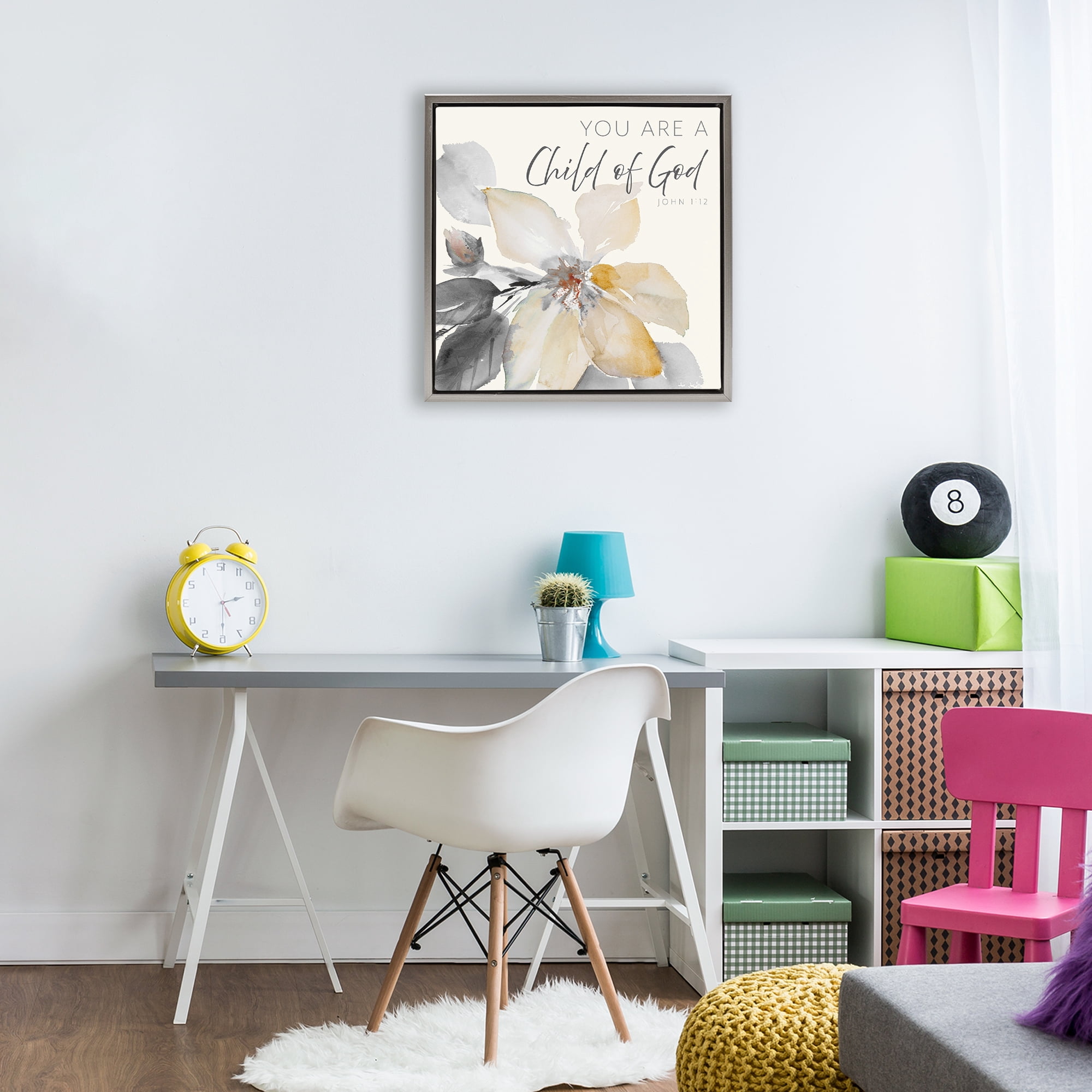 Stupell Industries Child Of God Flower Gray Framed Floater Canvas Wall Art, design by Lanie Loreth