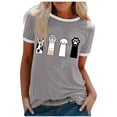 thumbnail image 1 of Gibobby Camisetas Mujer Manga Corta Blusa informal con cuello redondo para mujer, camiseta manga corta con estampado rasguños en color, camiseta vacaci(Gris,XL), 1 of 4