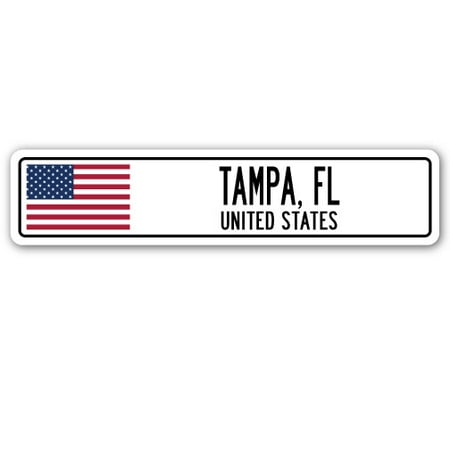 TAMPA, FL, UNITED STATES Street Sign American flag city country  