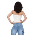 thumbnail image 4 of Forever 21 Women's Sleeveless V Neck Halter Top, Fitted Cropped Tank, Casual Summer Going Out Style Top, Ivory, XXS-XXL, 4 of 6