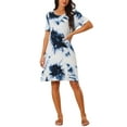 thumbnail image 2 of INSPIRE CHIC Vestido de T-Shirt de Manga Corta Suelto y Suave con Cuello Redondo y Bolsillos para Mujeres Color Azul Oscuro L, 2 of 6