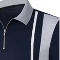 thumbnail image 4 of Blusa y camisa de manga corta con cuello vuelto para hombre, de verano, de manga corta, a rayas, con bloques de color, informal, con cierre de un cuarto, para hombre, de manga corta, con solapa y cami, 4 of 4