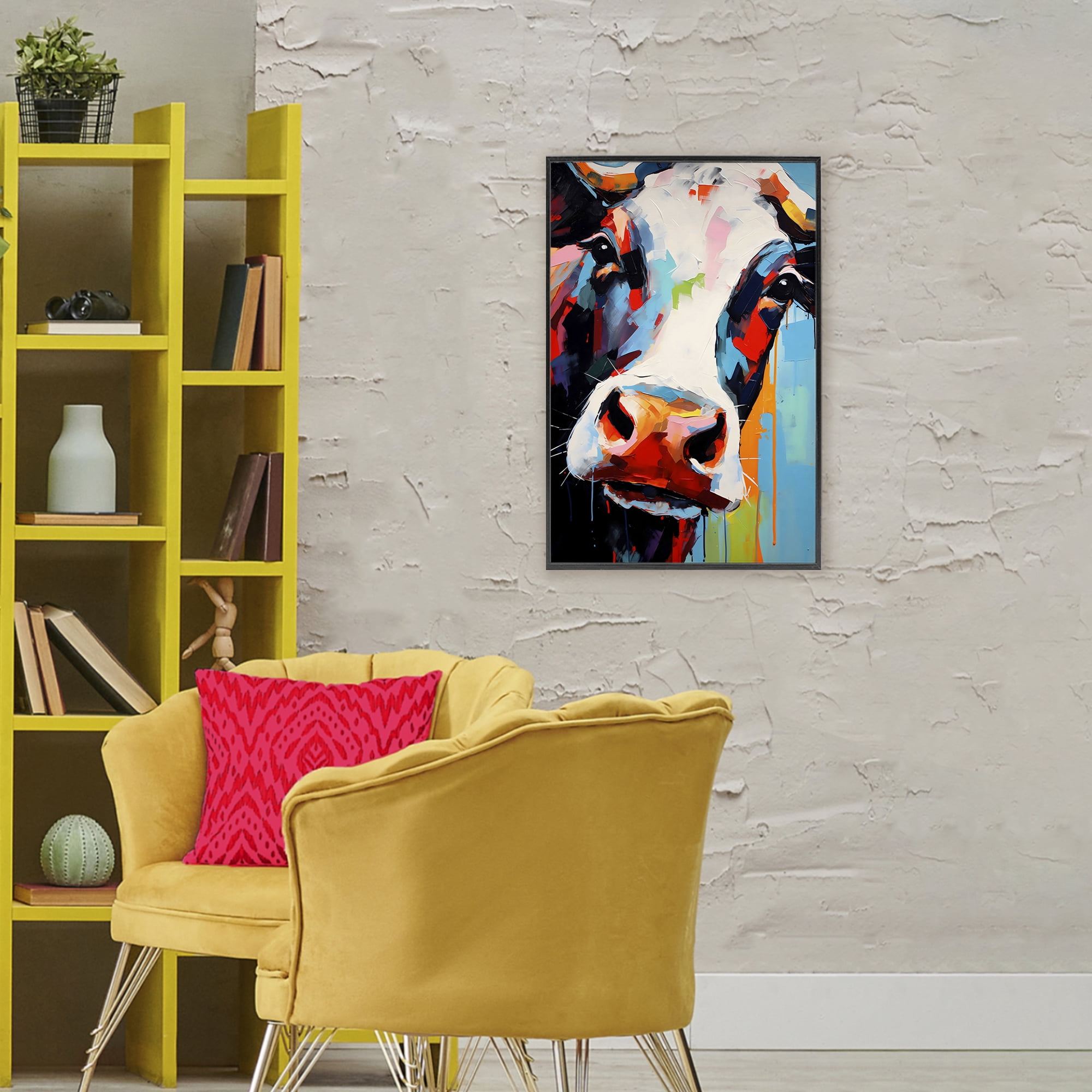 Stupell Industries Cow Of Many Colors Black Framed Giclee Art, design by Creative Studio