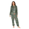 thumbnail image 2 of FORMRS Onesies Pajama for Adults Unisex Hoodie Winter Jumpsuit One Piece Sleepwear, Sizes S-2XL, Green Flowers Pattern, 2 of 7