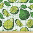 thumbnail image 2 of Exotic Upholstery Fabric by the Yard, Organic Food Illustration of Tropic Citrus Wild Lime Lemon Fruits, Decorative Fabric for DIY and Home Accents, White Green and Yellow Green by Ambesonne, 2 of 5