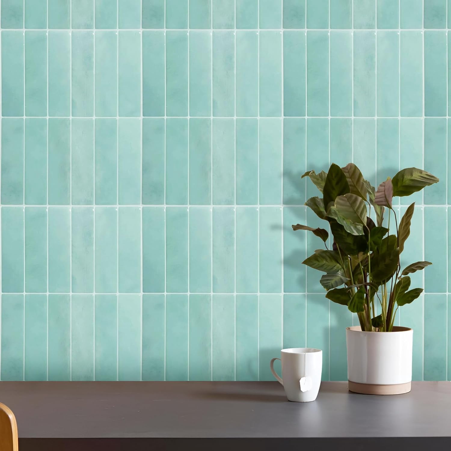 Select 5 Pack Peel and Stick Backsplash Subway Tiles, Extra Thick 3D Wall Panels, Heat & Water Resistant, Easy DIY Kitchen, Bathroom, Laundry, Fireplace & Rental Home Wall Décor (12 x 12 in), Mint