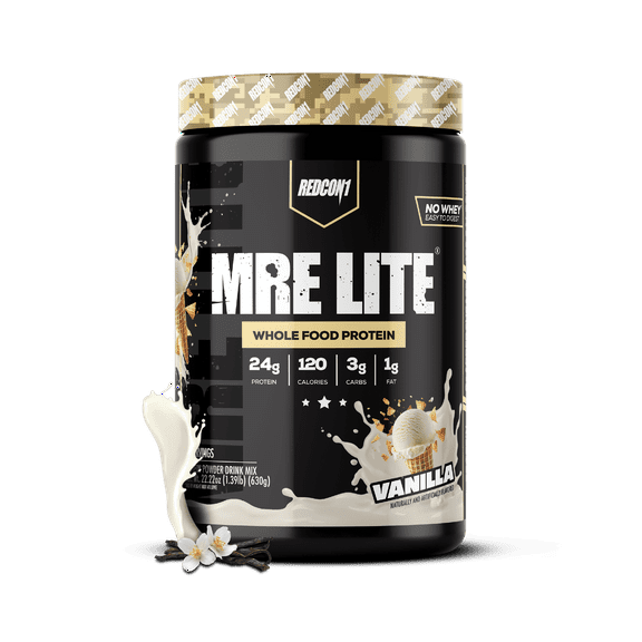 REDCON1 MRE Lite Whole Food Protein Powder, Vanilla Milkshake, Whey & Lactose Free Meal Replacement, Easy to Digest, 20 Servings