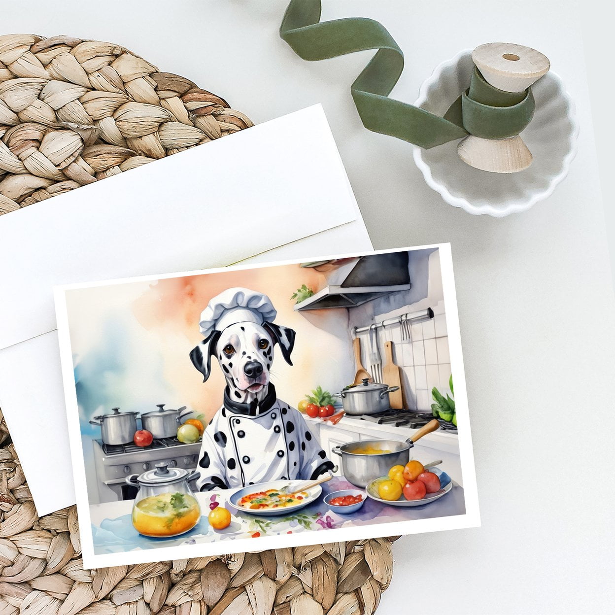 Dalmatian The Chef Greeting Cards Pack of 8 7 in x 5 in