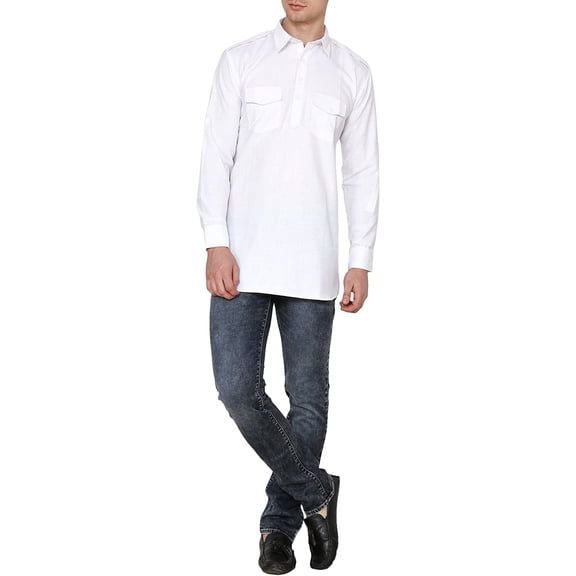 Royal Kurta Men's Linen Kurta (White)