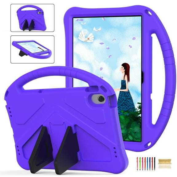 Kids Case for Lenovo Tab M10 Plus 3rd Gen 10.6 Inch 2022(TB125FU/TB128FU/TB128XU),Built-in Kickstand, Rugged Durable Shockproof Lightweight Handle Protective Silicone Hard PC Protection Case, Purple