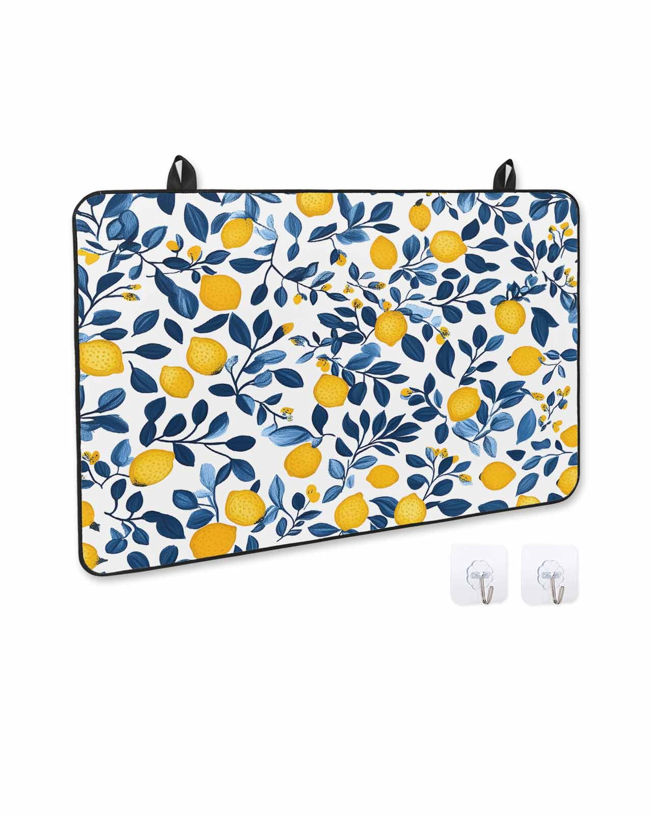 nqOlkjepod Large Induction Cooktop Protector Mat 36"x21", Lemon Stove Top Covers for Electric Stove, Fruit Leaf Branch Summer Spring Pastoral Stove Burner Cover Mats, Glass Top Stove Cover