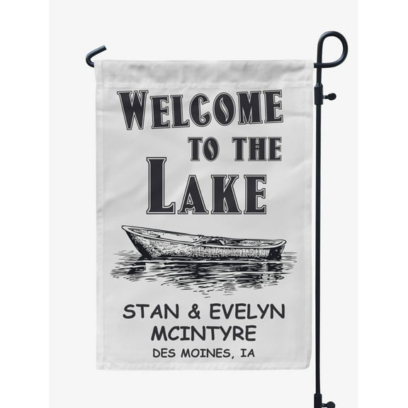 Printtoo White Welcome To The Lake Outdoor Personalized Camping Flags For Campers Double SidedFlagCampsiteFlagOutdoor Garden Sign