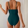 thumbnail image 4 of Women One Piece Swimsuits Cutout Full Coverage Bathing Suit Ring Link Ruched Monokini Beach Swimwear Dark Green L, 4 of 6