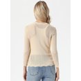 thumbnail image 3 of DARING DIVA Women's Tie Front Cardigan Crochet Bolero Shrug Knit Crop Tops L Beige, 3 of 6