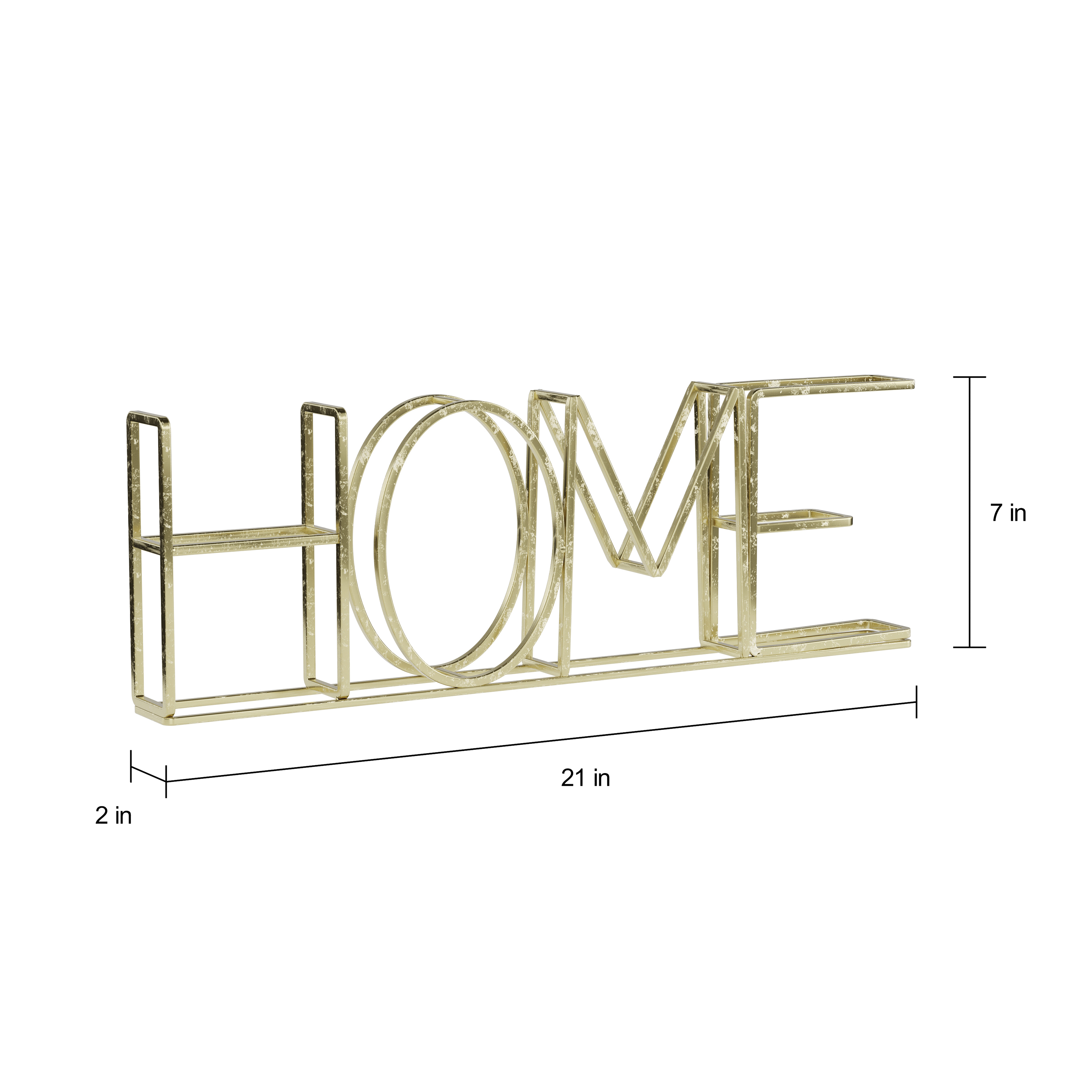 Lavish Home - Metal Cut-Out Free Standing Table Top, 3D Home Word Art Decor, Gold