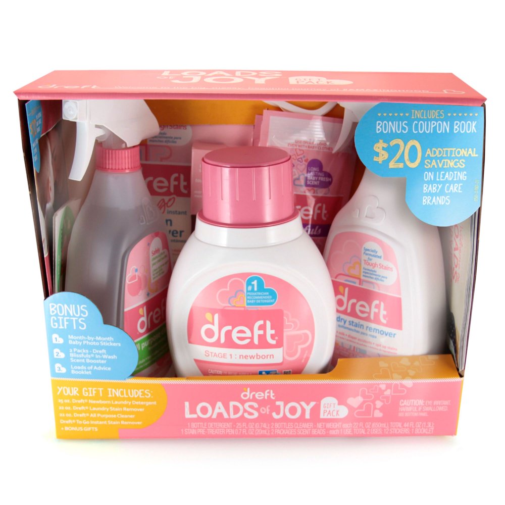 Dreft Loads of Joy Gift Pack, Laundry Set with Baby Laundry Detergent