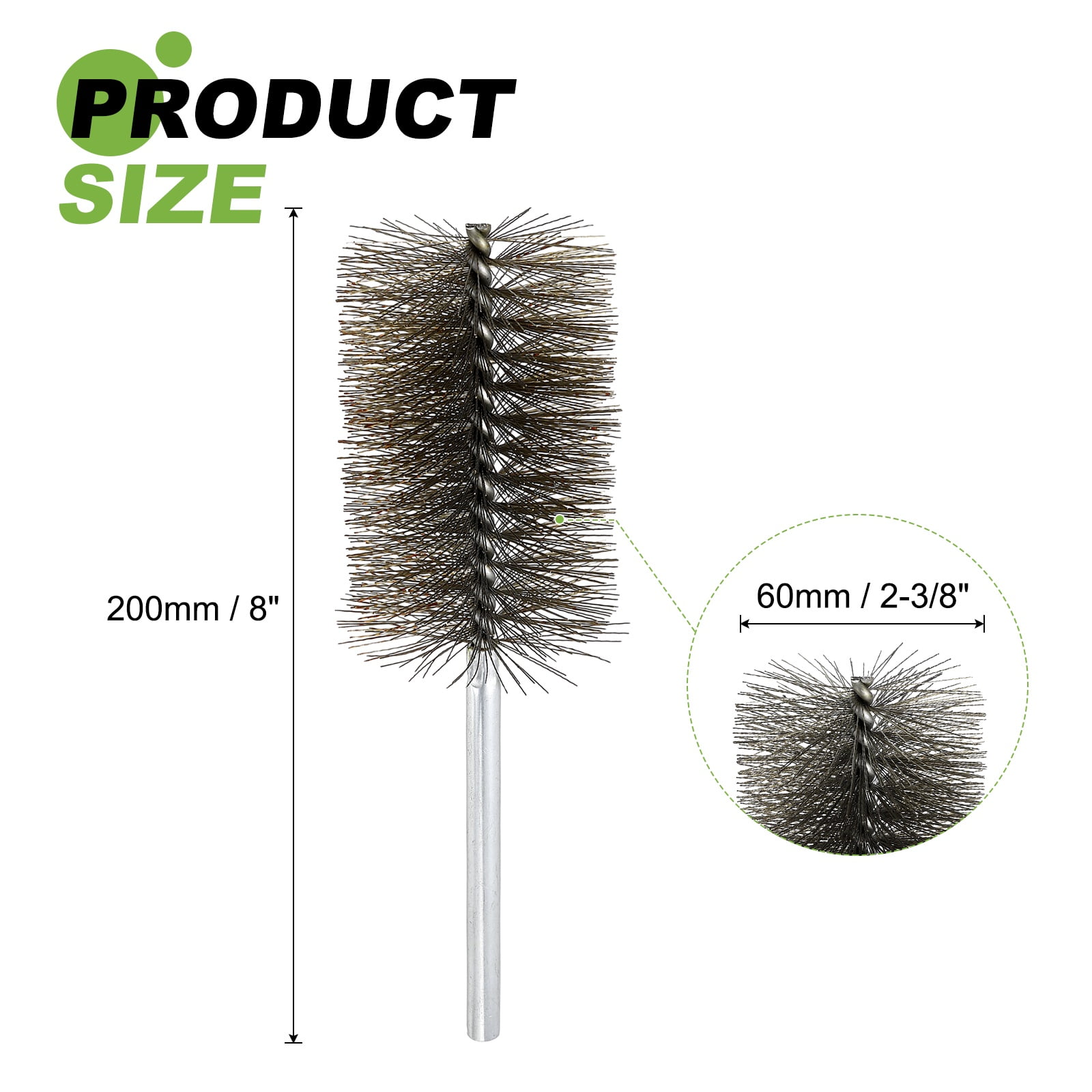 4pcs Pipe Cleaners Brush Set 2.36 Inch Stainless Steel Bristles Cleaning Brush with Ergonomic Handle for Bottles Straws Pipes Keyboards Tubes, Silver