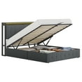 thumbnail image 1 of Cadre de Lit avec Rangement Relevable, Lit Plateforme Hydraulique Rembourré en Velours avec Tête de Lit de Rangement, Lattes en Bois Robustes, Aucun Sommier Requis, 1 of 10