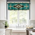 thumbnail image 3 of Green Southwestern Kitchen Valances for Windows 54x18 Inch Kitchen Curtains Valances Rod Pocket Vintage Boho Ethnic Geometric Bathroom Window Valances for Window Treatment Decor, 3 of 6