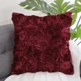 thumbnail image 2 of Unique Bargains 3D Flower Decorative Throw Pillow Cover 16" x 16" Burgundy, 2 of 8